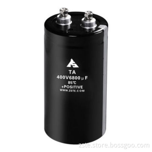 Aluminum electrolytic capacitors, screw type, high rated voltage, capacitance and ripple currentNew